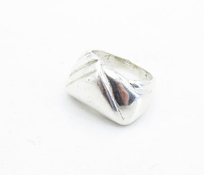 925 Sterling Silver  Vintage Modernist Shiny Fluted Band Ring Sz 7  RG5737