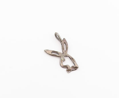925 Sterling Silver  Vintage Petite Dark Tone Bunny Outline Pendant  PT12716