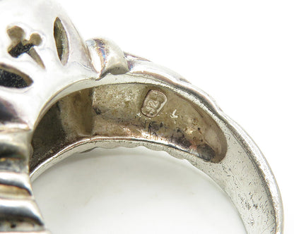 925 Sterling Silver   Vintage Black Hematite Shiny Cocktail Ring Sz 7  RG17253