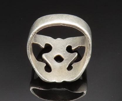 MEXICO 925 Sterling Silver Vintage Swirl Cut Out Wide Band Ring Sz 9 RG24607