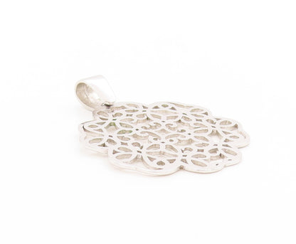 925 Sterling Silver Vintage Pendant Floral Filigree Cut Out Design  PT25092
