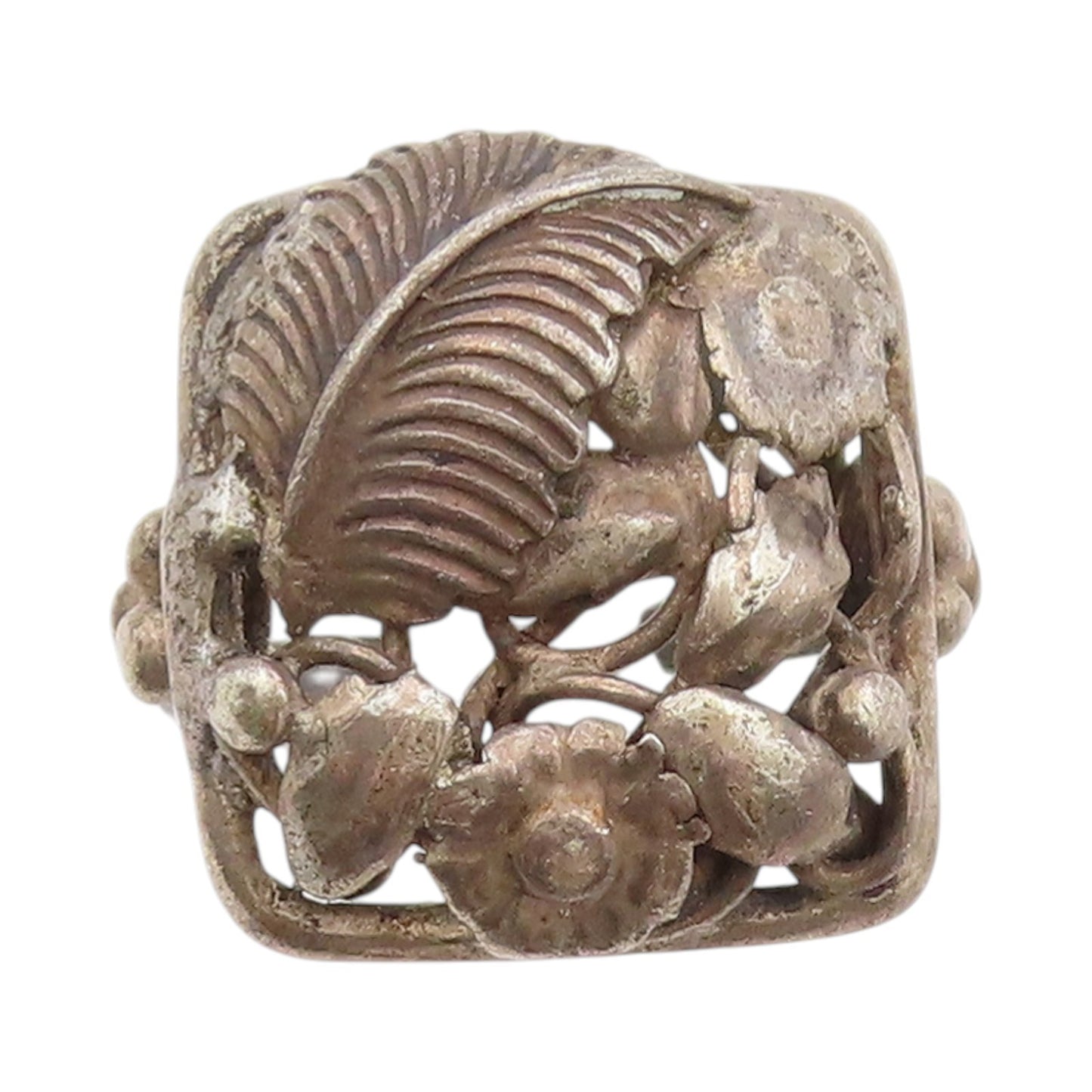 925 Sterling Silver Vintage Ring Dark Tone Antique Floral Design  Sz 5.5 RG33348