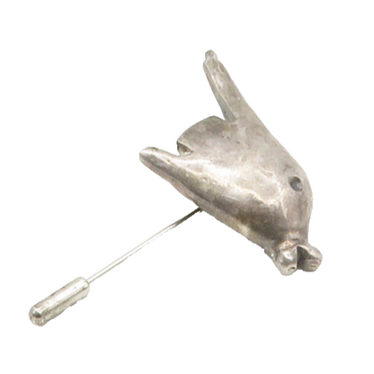 925 Sterling Silver  Vintage Dark Tone Hollow Fish Motif Fur Pin  TR2321