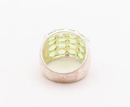 925 Sterling Silver Vintage Ring Oval Cut Peridot Inlay Bands  Sz 7  RG31417