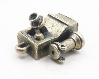 925 Sterling Silver  Vintage Dark Tone Old Fashioned Telephone Pendant  PT9634