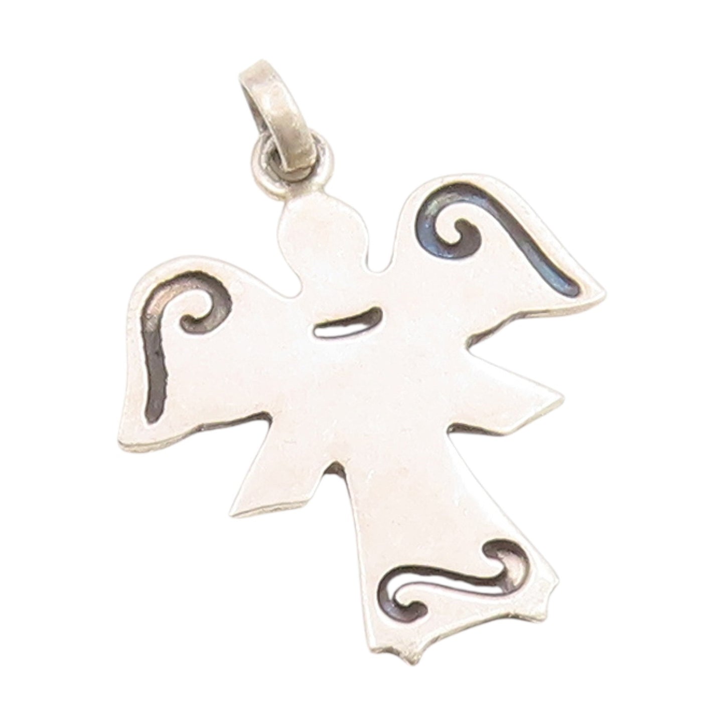 925 Sterling Silver Vintage Pendant Guardian Angel Spiritual Charm  PT25418