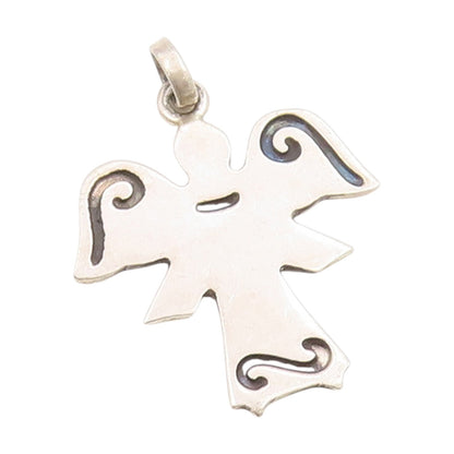 925 Sterling Silver Vintage Pendant Guardian Angel Spiritual Charm  PT25418