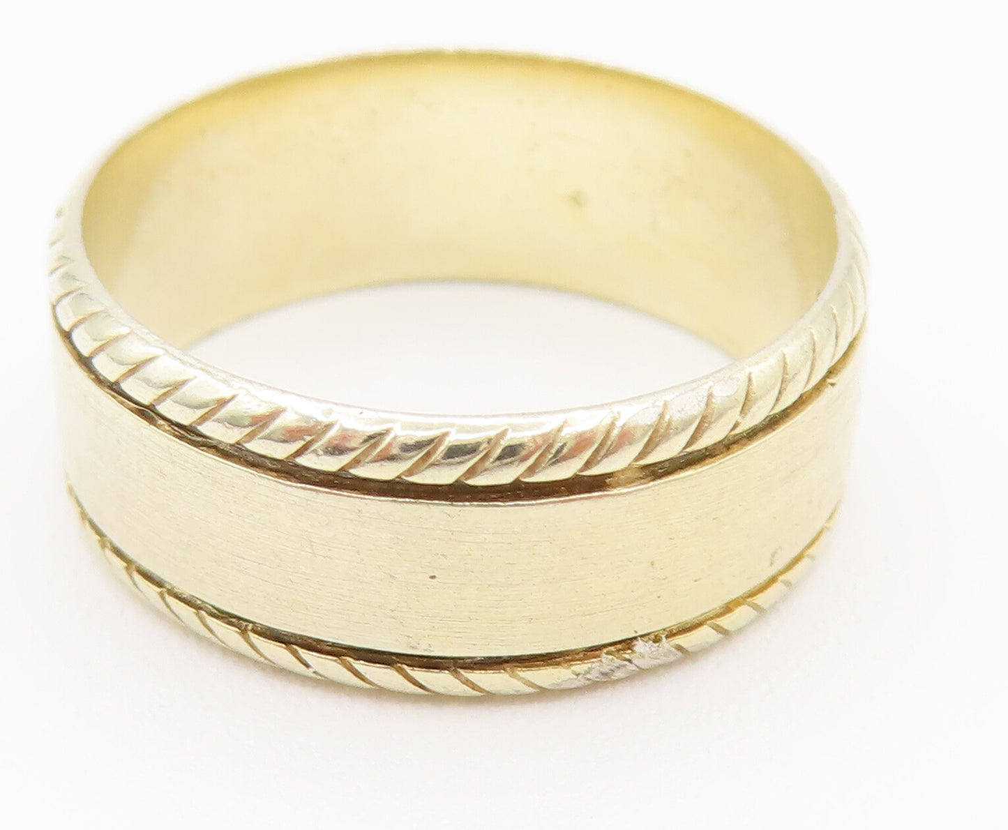 TAHARA 925 Sterling Silver Vintage Rope Border Smooth Band Ring Sz 9.5 RG26164