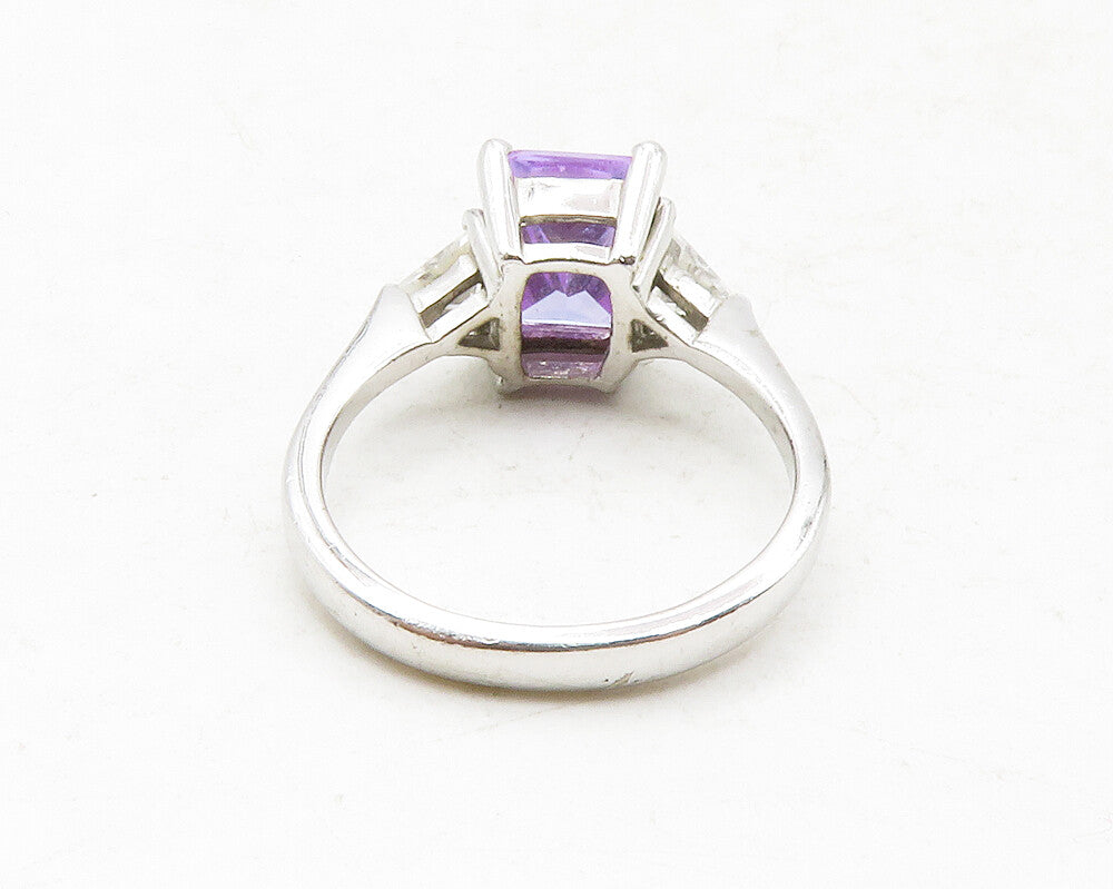 925 Sterling Silver  Purple & White Cubic Zirconia Band Ring Sz 7  RG12941