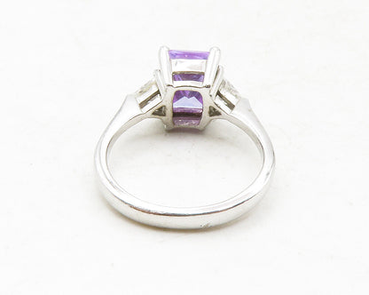 925 Sterling Silver  Purple & White Cubic Zirconia Band Ring Sz 7  RG12941