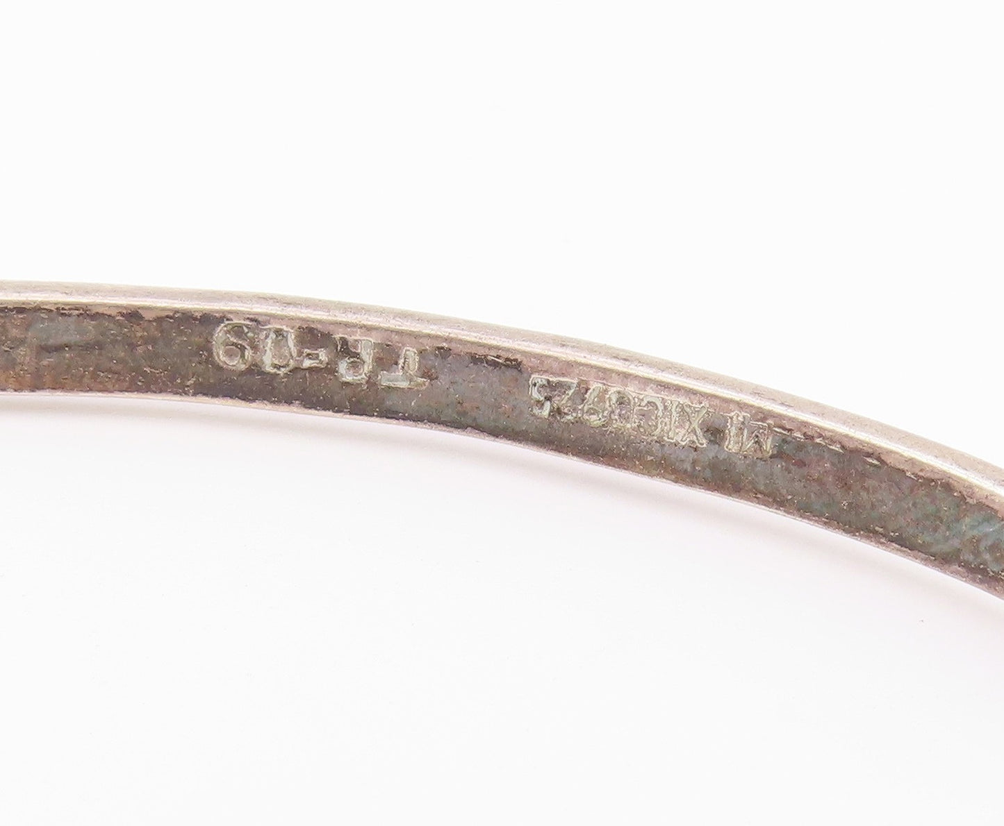 MEXICO 925 Silver  Vintage Turquoise Dolphin Hook Bangle Bracelet  BT9210