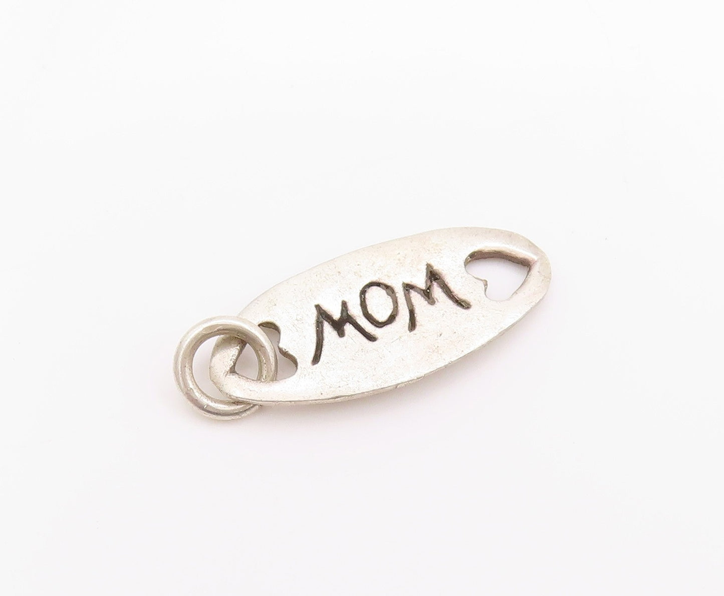 925 Sterling Silver Vintage Pendant Engraved Mom Dual Love Heart Cut Out PT24875