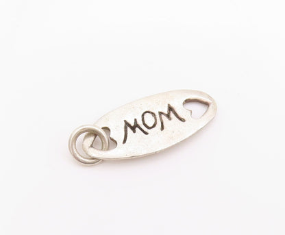 925 Sterling Silver Vintage Pendant Engraved Mom Dual Love Heart Cut Out PT24875