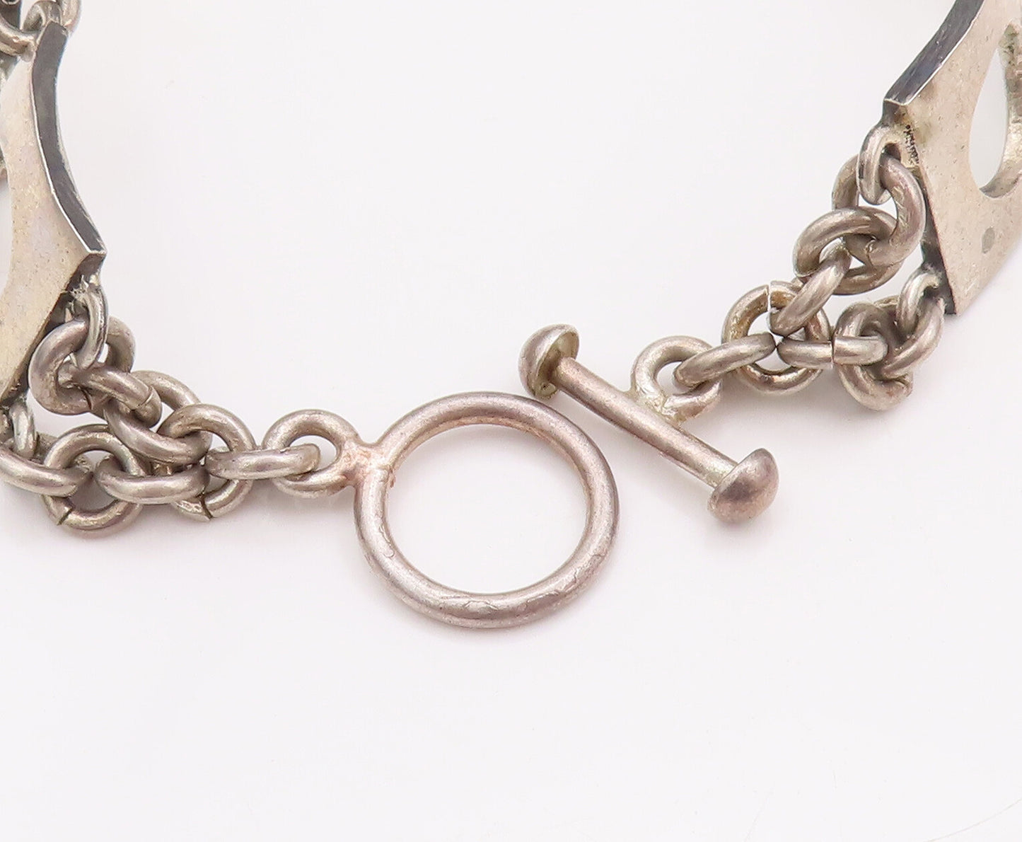 925 Sterling Silver Vintage Bracelet VERSANI Squares With Cutout Circle  BT10475