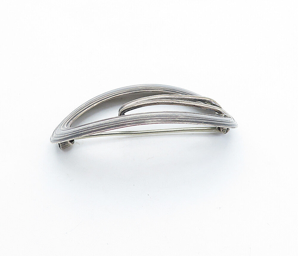 925 Sterling Silver  Vintage Antique Dark Tone Belt Buckle Brooch Pin  BP2258