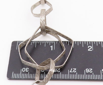 925 Sterling Silver Vintage Necklace UNO A ERRE Geometric Squares Link  NE4831