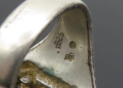 925 Silver & 12K GOLD  Vintage Antique Floral Leaves Band Ring Sz 9  RG20025