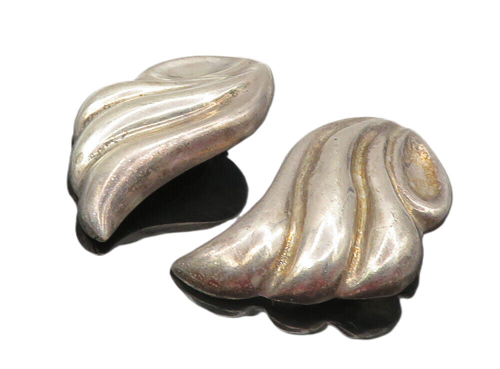 LOS BALLESTEROS 925 Silver  Vintage Dark Tone Wing Non Pierce Earrings  EG4682