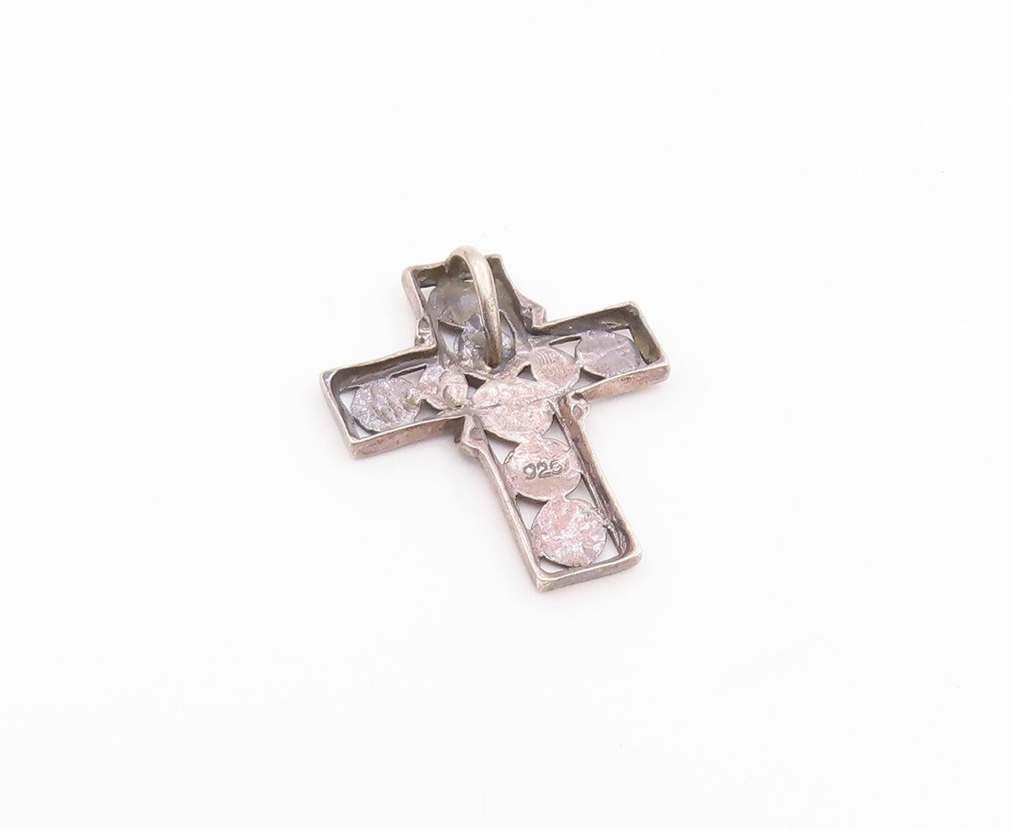925 Sterling Silver  Vintage Petite Wrapped Religious Cross Pendant  PT16116