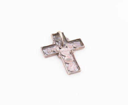 925 Sterling Silver  Vintage Petite Wrapped Religious Cross Pendant  PT16116