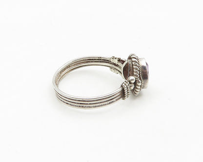 925 Sterling Silver  Vintage Amethyst Twist Ribbed Band Ring Sz 8  RG18598