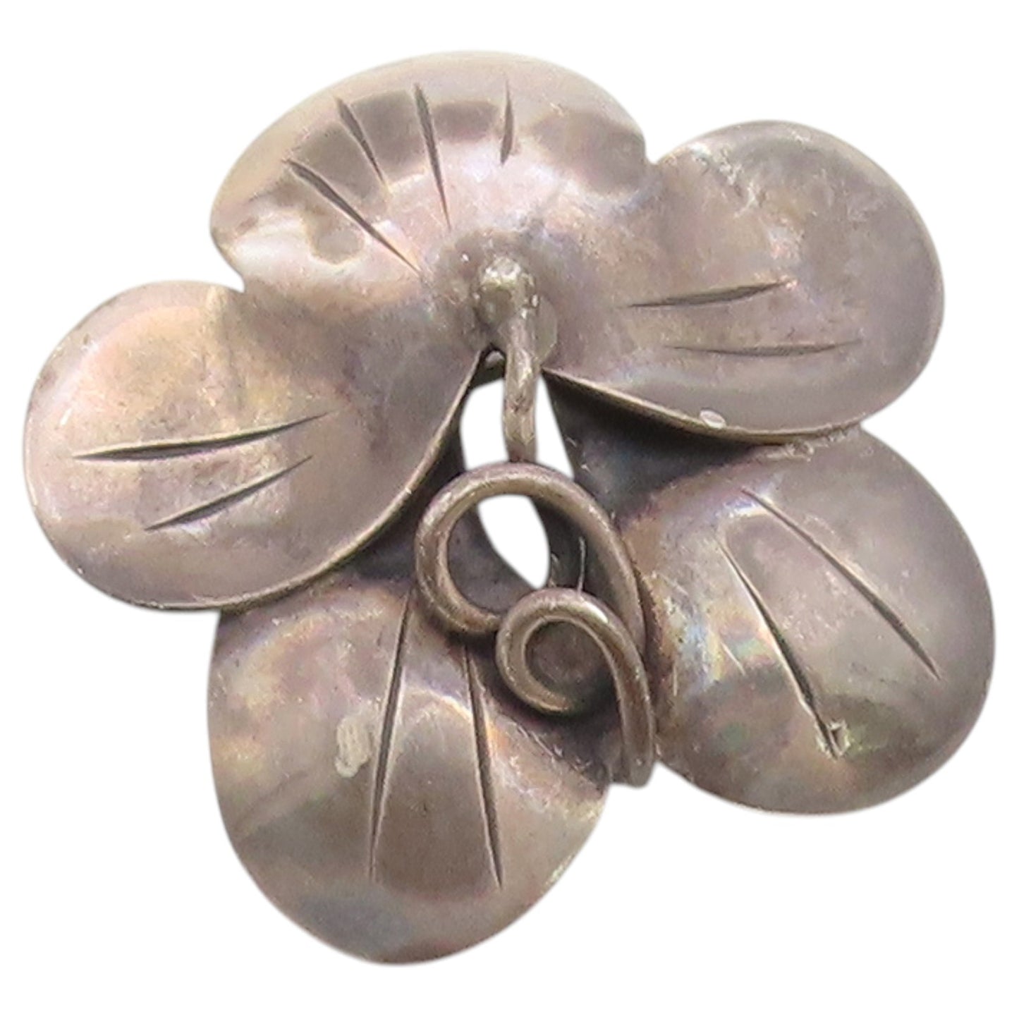 925 Sterling Silver Vintage Brooch Pin JOSEPH SKINGER Floral Petal  BP12659