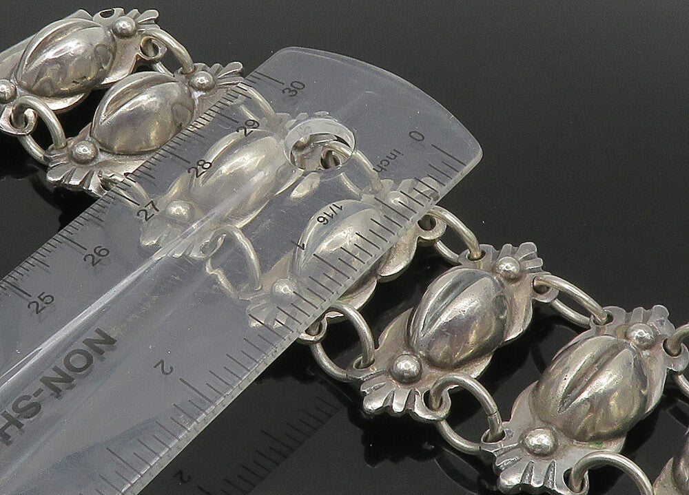 900 Silver Vintage Antique Solid Heavy Dome Link Chain Bracelet  BT8887