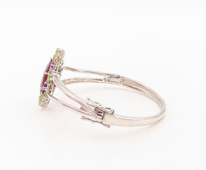 925 Sterling Silver Vintage Bracelet Marquise Cut Gemstone Halo Topaz  BT10734