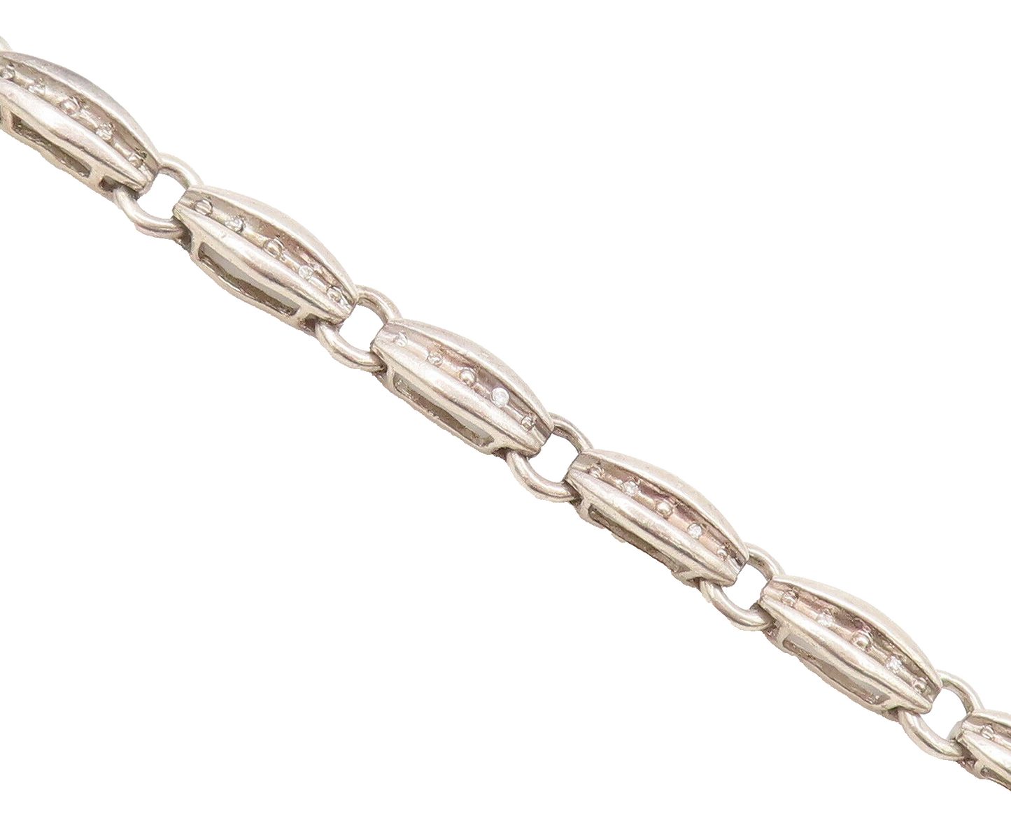 925 Sterling Silver  Vintage Inlay Diamond Band Valley Link Bracelet  BT10120