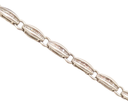 925 Sterling Silver  Vintage Inlay Diamond Band Valley Link Bracelet  BT10120