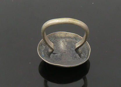 925 Sterling Silver  Vintage Blooming Flower Scene Band Ring Sz 7.5  RG21103