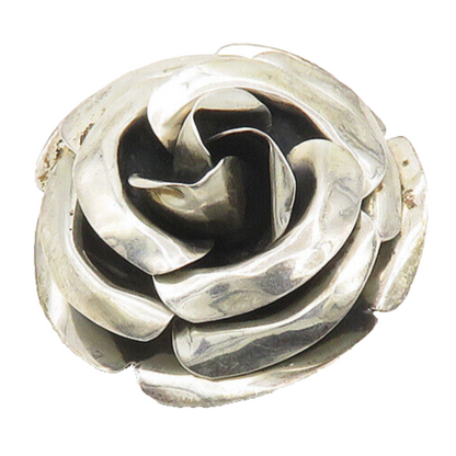JASON LIVINGSTON NAVAJO 925 Silver  Vintage Rose Flower Brooch Pin  BP6991