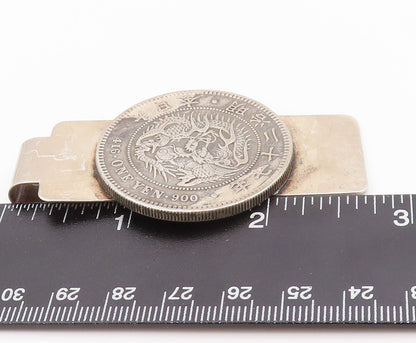 925 Sterling Silver Vintage Money Clip Solid Dark Tone Chinese Export  TR3875