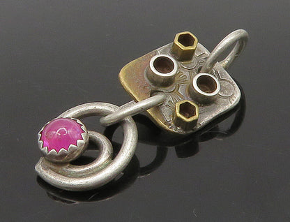 925 Sterling Silver Vintage Cabochon Cut Pink Topaz Pendant PT12579