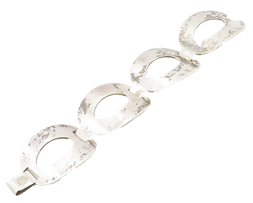 DESIGNER 925 Sterling Silver Vintage Open Oval Hinge Chain Bracelet  BT6302