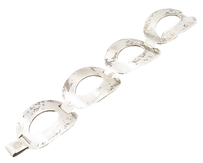 DESIGNER 925 Sterling Silver Vintage Open Oval Hinge Chain Bracelet  BT6302
