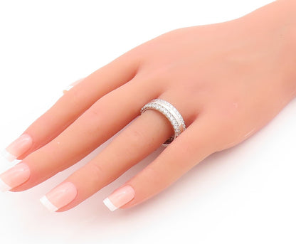 925 Sterling Silver Vintage Ring CZ Triple Row Eternity Band  Sz 10.5  RG33709