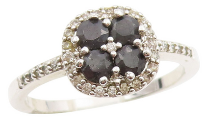 925 Sterling Silver Vintage Ring Sapphire & CZ Cluster Band  Sz 11.5  RG34301