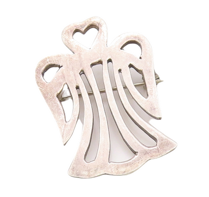 925 Sterling Silver Vintage Brooch Pin Cutout Love Angel With Wings  BP11244