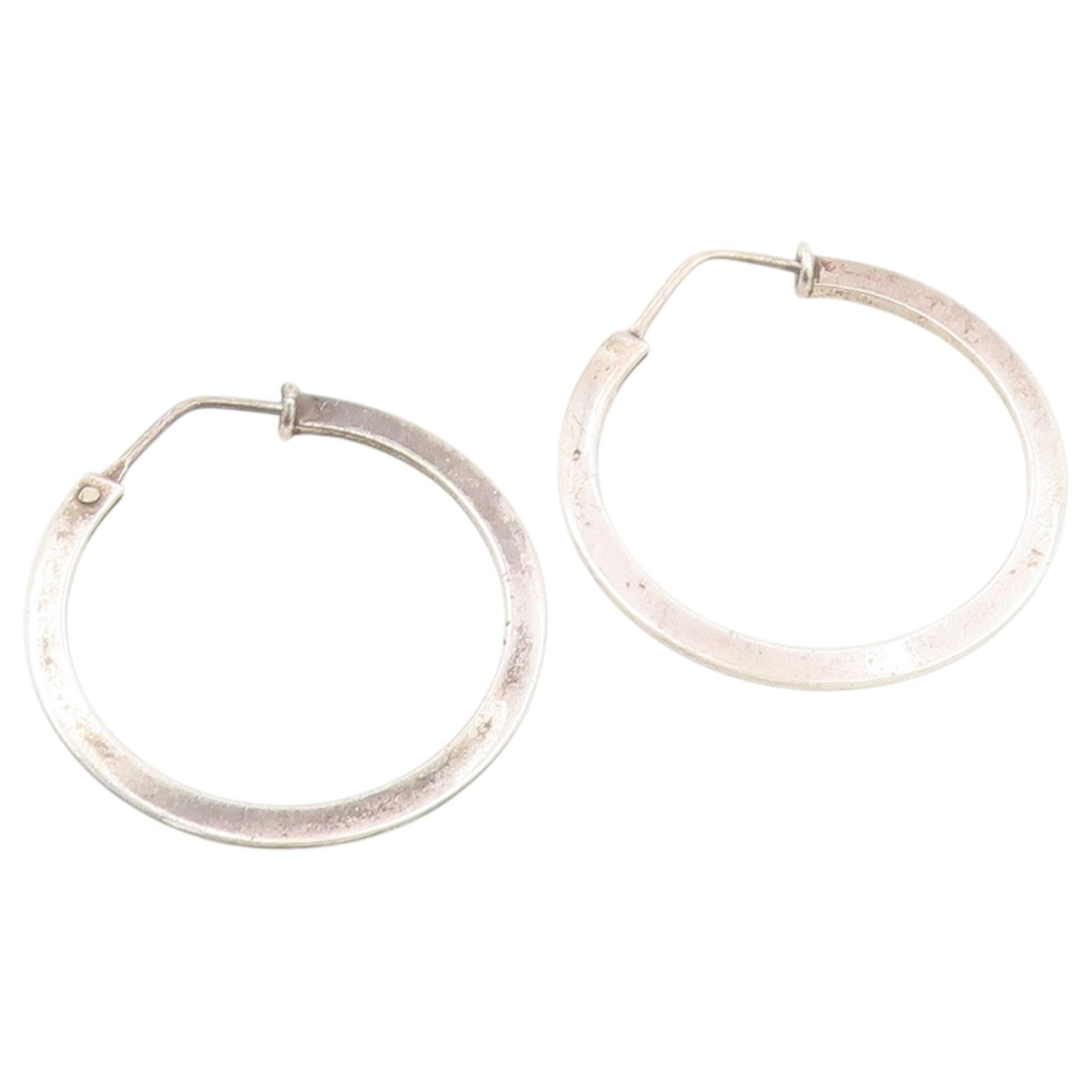 925 Sterling Silver Vintage Earrings Minimalist Tapered Statement Hoops  EG14477