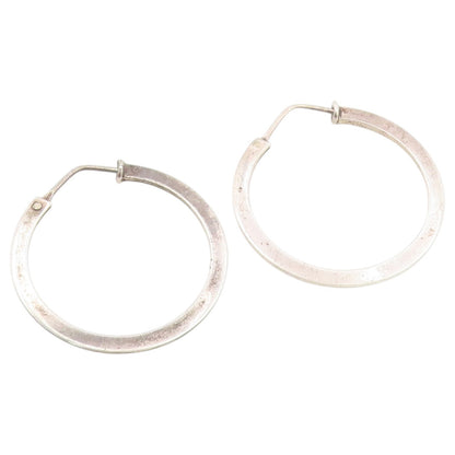 925 Sterling Silver Vintage Earrings Minimalist Tapered Statement Hoops  EG14477