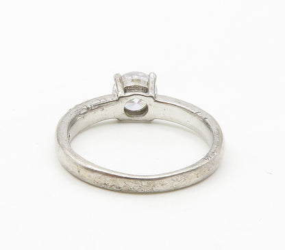 925 Sterling Silver  Vintage Cubic Zirconia Solitaire Accent Ring Sz 7 RG16515