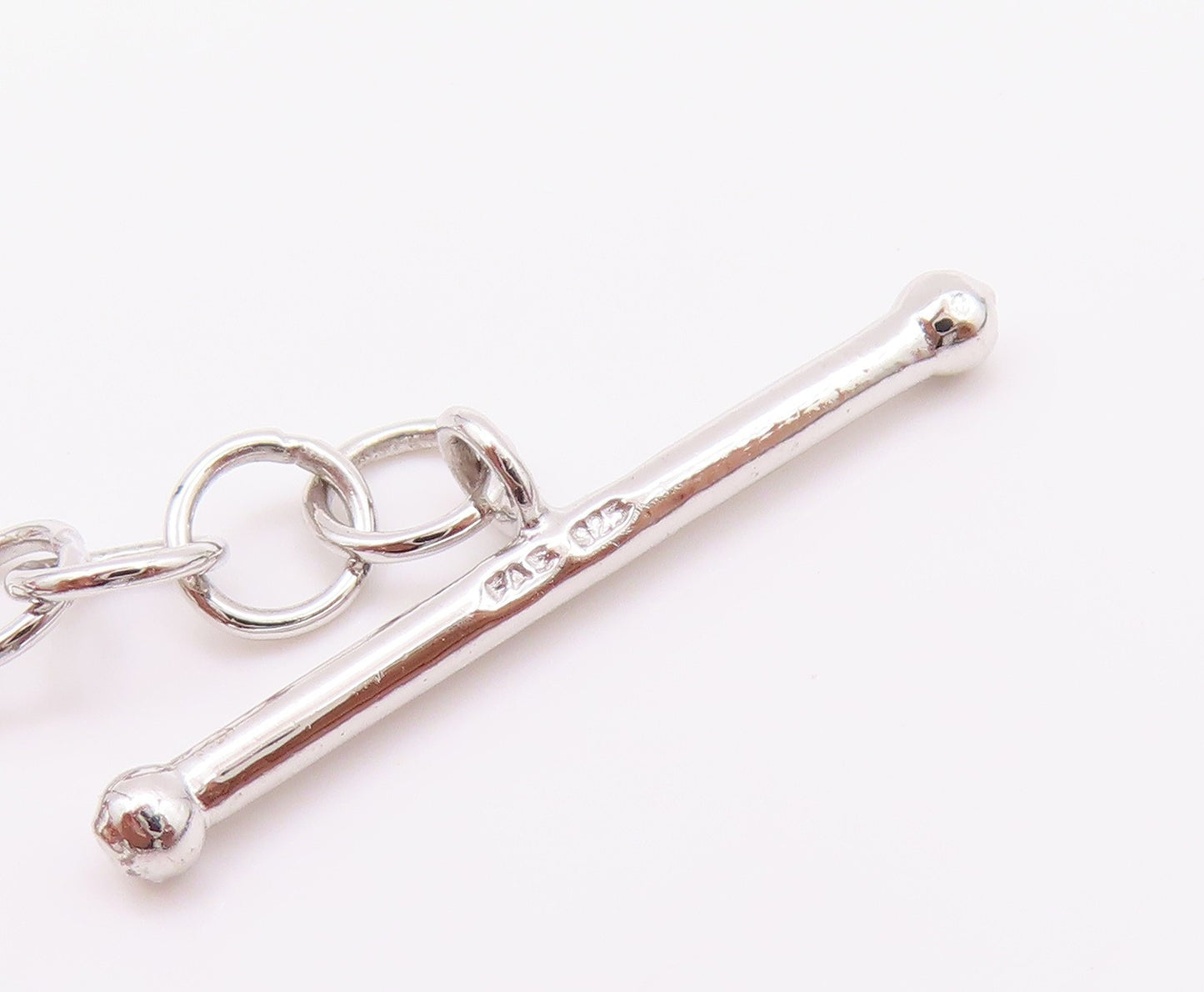 925 Sterling Silver Vintage Bracelet Linked Cutout Hearts Toggle Lock  BT11273