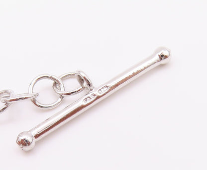 925 Sterling Silver Vintage Bracelet Linked Cutout Hearts Toggle Lock  BT11273