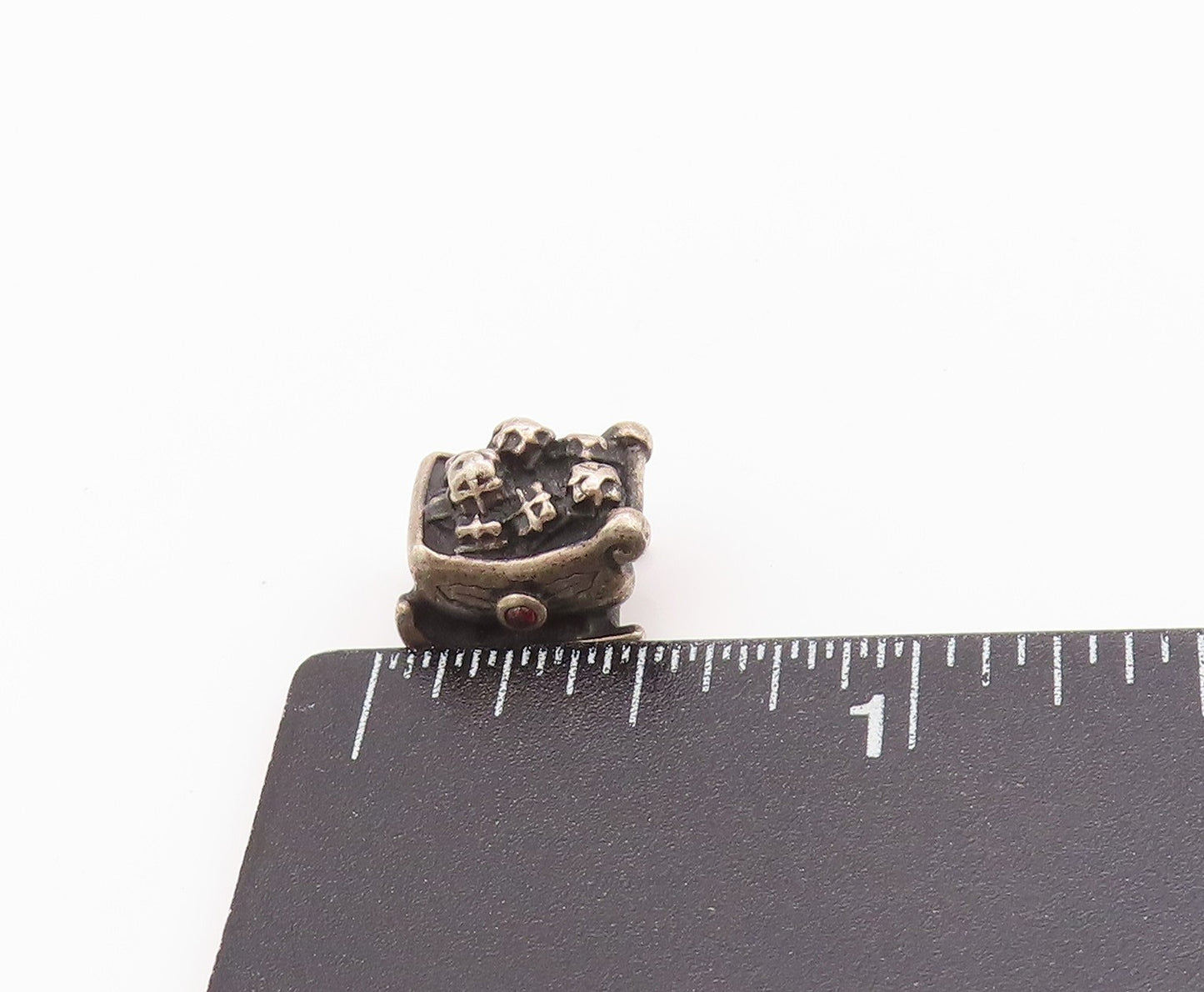 925 Sterling Silver Vintage Pendant PANDORA Garnet Jolly Sleigh Charm  PT24950