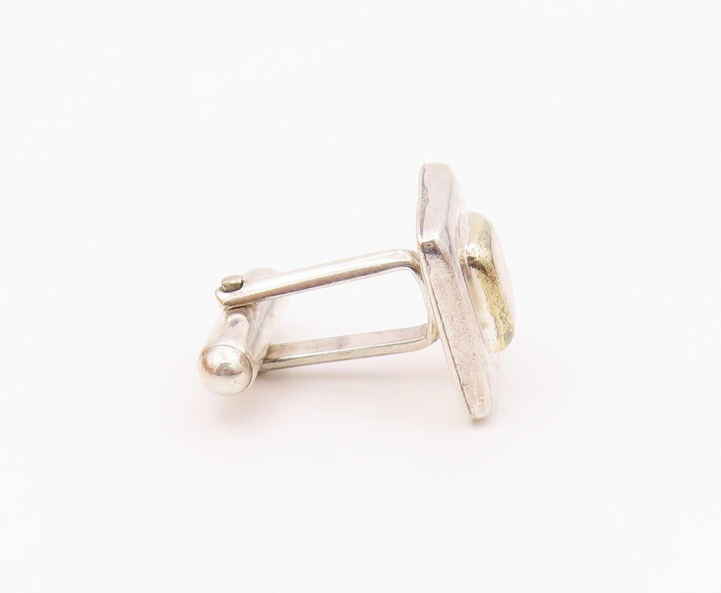 925 Sterling Silver  Vintage Shiny Two Tone Square Cuff Links  TR1683