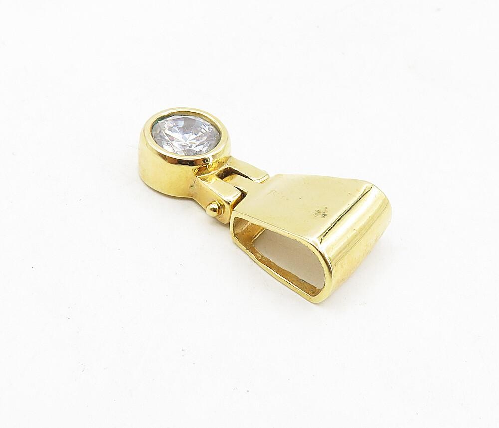 925 Sterling Silver  Sparkling Cubic Zirconia Gold Plated Drop Pendant  PT6487