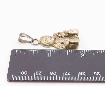 MEXICO 925 Sterling Silver  Vintage Dark Tone Sitting Old Lady Pendant  PT7857