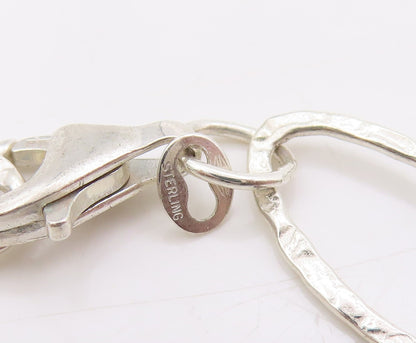 925 Sterling Silver Vintage Necklace Hammered Oval Linked Hoops Chain  NE4625