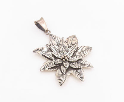 925 Sterling Silver Vintage Pendant Classic Etched Floral Petal Blossom  PT26019